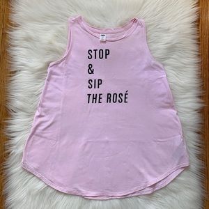 Old Navy Pink Stop & Sip The Rose Swing Tank Top